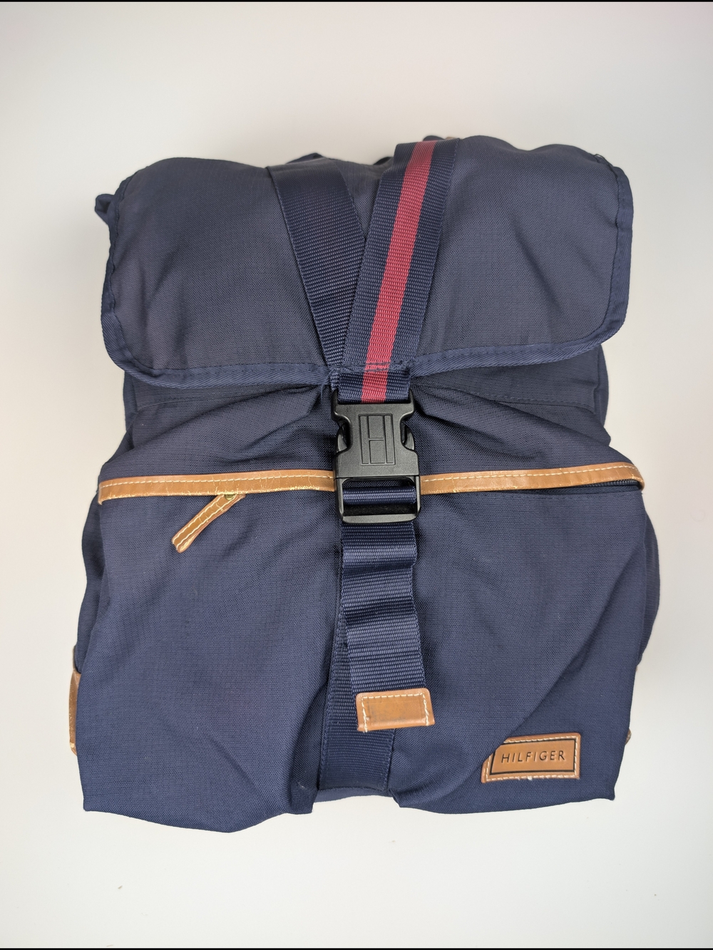 Tommy Hilfiger Navy Flap Backpack Canvas Rucksack Y2K